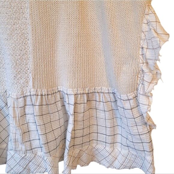 Pilcro Women's Cream Oversized Knit Drop Shoulder Mixed Fabric Sweater Size L - Picture 4 of 6